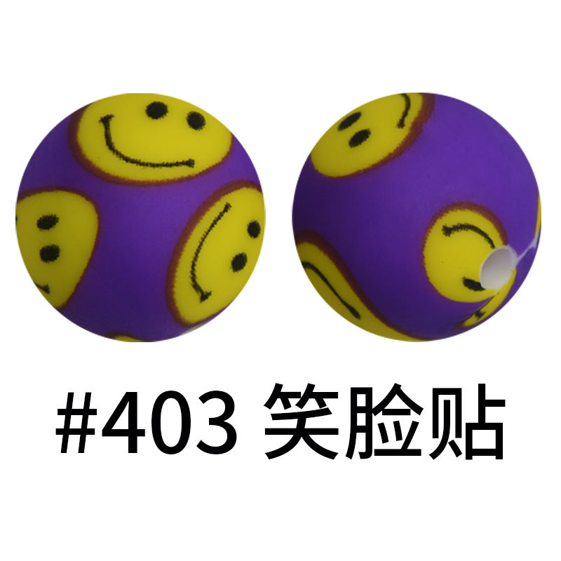 Wholesale 50pcs 16mm Print Silicone Beads Colorful Silicone Water Transfer Beads